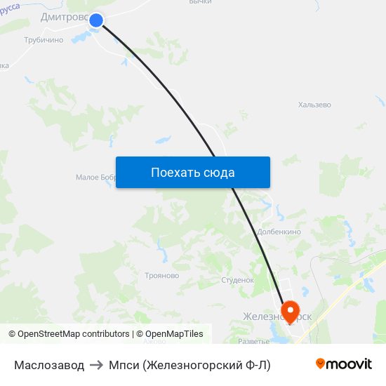 Маслозавод to Мпси (Железногорский Ф-Л) map