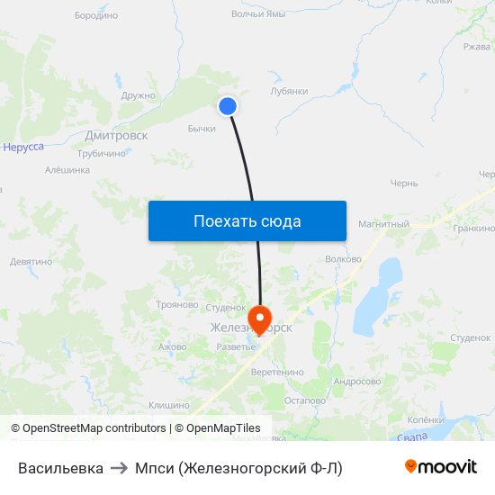 Васильевка to Мпси (Железногорский Ф-Л) map