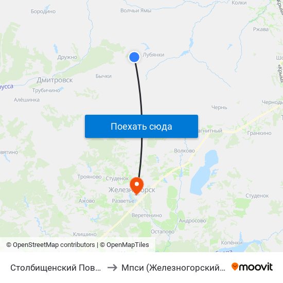 Столбищенский Поворот to Мпси (Железногорский Ф-Л) map