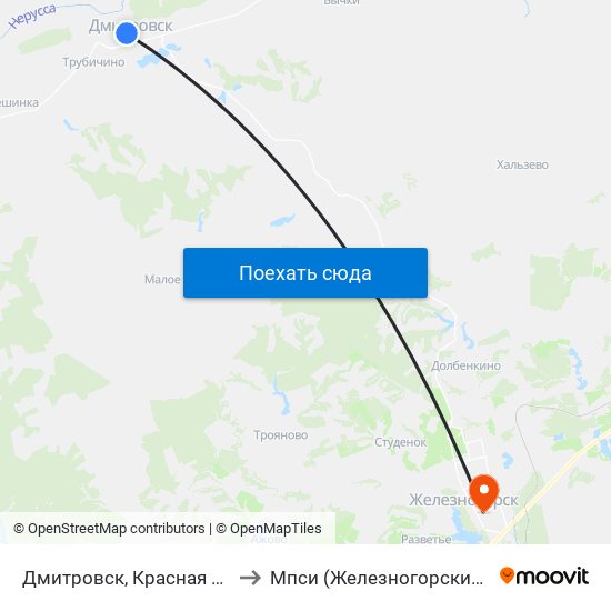 Дмитровск, Красная Улица to Мпси (Железногорский Ф-Л) map