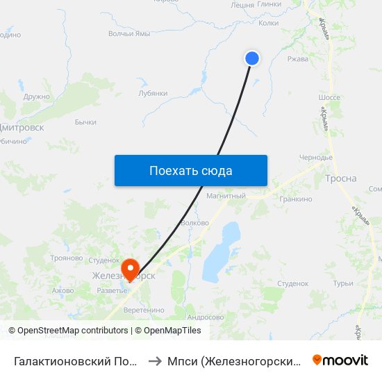 Галактионовский Посёлок to Мпси (Железногорский Ф-Л) map