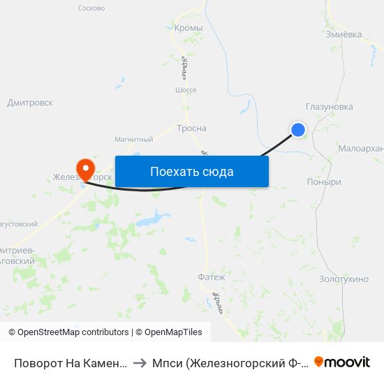 Поворот На Каменку to Мпси (Железногорский Ф-Л) map