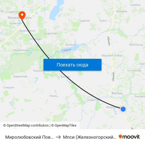 Миролюбовский Поворот to Мпси (Железногорский Ф-Л) map