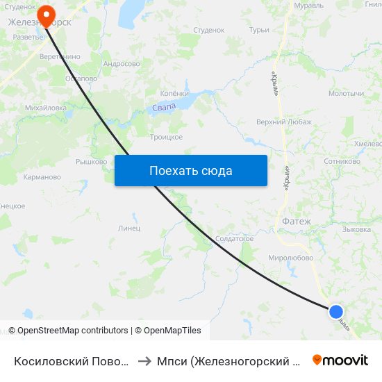 Косиловский Поворот to Мпси (Железногорский Ф-Л) map