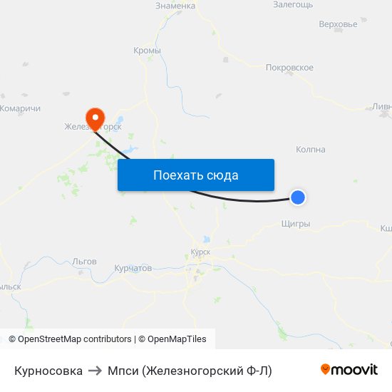 Курносовка to Мпси (Железногорский Ф-Л) map