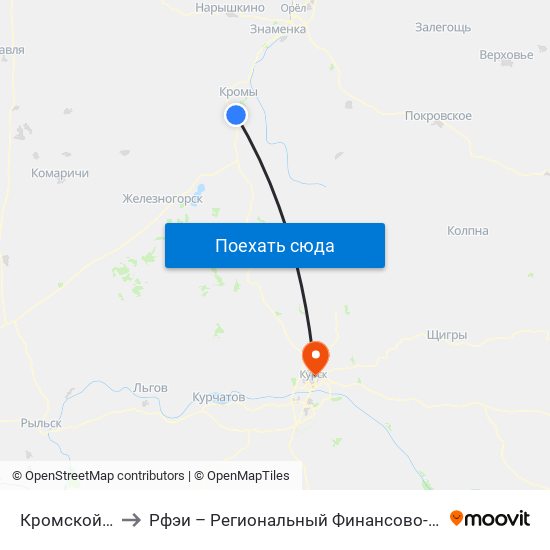 Кромской Посёлок to Рфэи – Региональный Финансово-Экономический Институт map