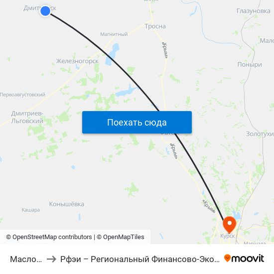 Маслозавод to Рфэи – Региональный Финансово-Экономический Институт map