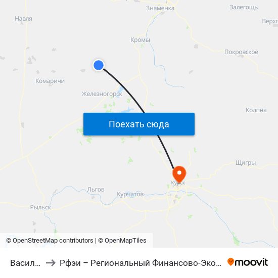 Васильевка to Рфэи – Региональный Финансово-Экономический Институт map