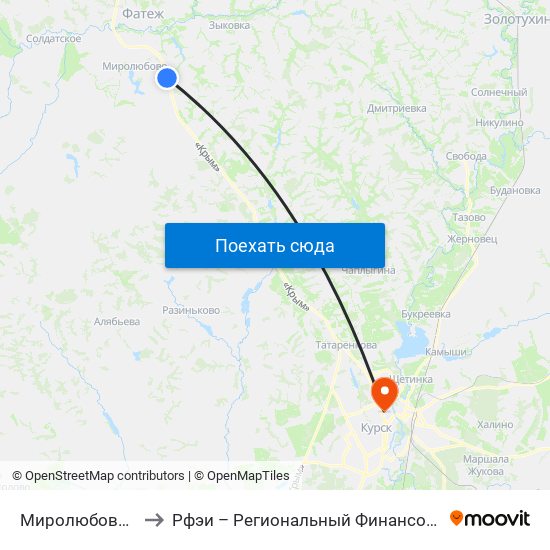 Миролюбовский Поворот to Рфэи – Региональный Финансово-Экономический Институт map