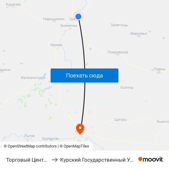 Торговый Центр «Рио» to Курский Государственный Университет map