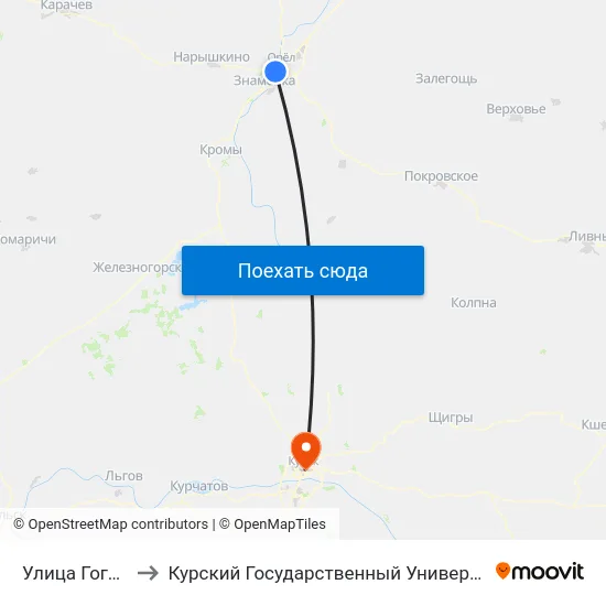 Улица Гоголя to Курский Государственный Университет map
