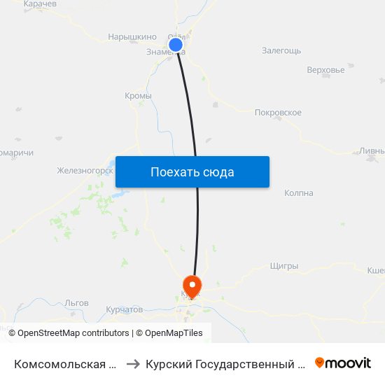 Комсомольская Площадь to Курский Государственный Университет map