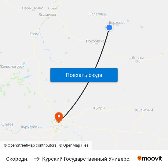 Скороднее to Курский Государственный Университет map