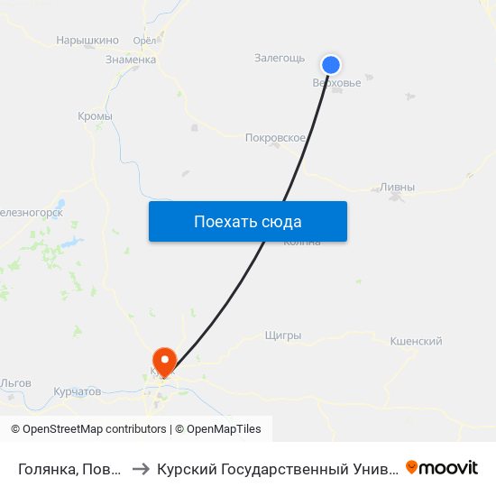 Голянка, Поворот to Курский Государственный Университет map