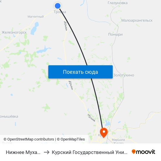 Нижнее Муханово to Курский Государственный Университет map