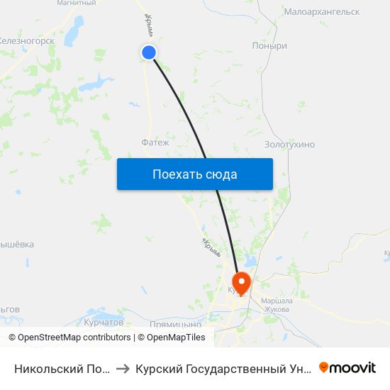 Никольский Поворот to Курский Государственный Университет map