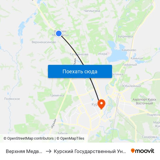 Верхняя Медведица to Курский Государственный Университет map