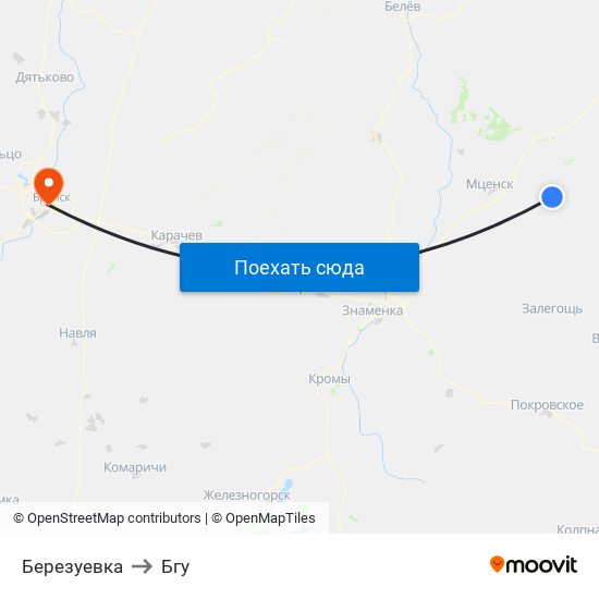 Березуевка to Бгу map