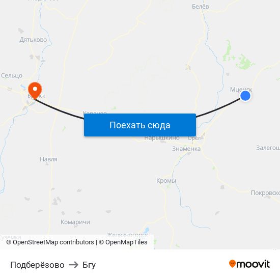 Подберёзово to Бгу map