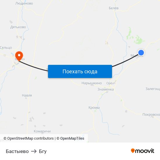 Бастыево to Бгу map