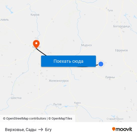 Верховье, Сады to Бгу map