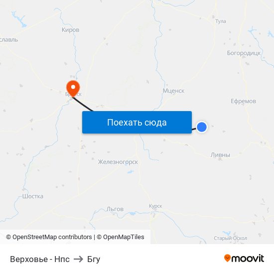 Верховье - Нпс to Бгу map
