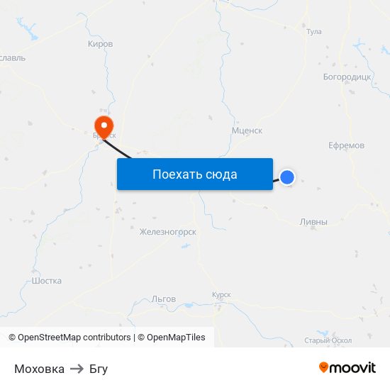 Моховка to Бгу map