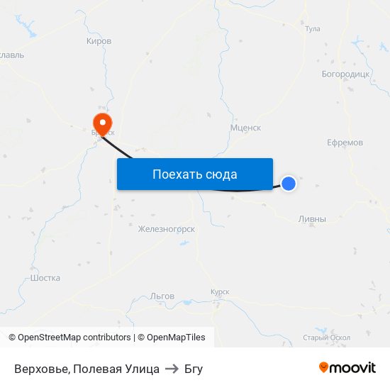 Верховье, Полевая Улица to Бгу map