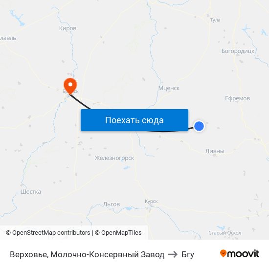 Верховье, Молочно-Консервный Завод to Бгу map