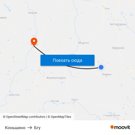 Коньшино to Бгу map