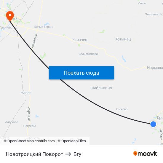 Новотроицкий Поворот to Бгу map