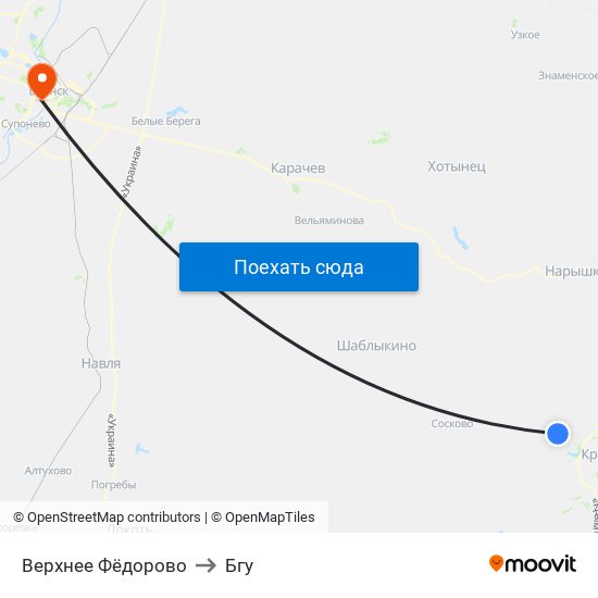 Верхнее Фёдорово to Бгу map