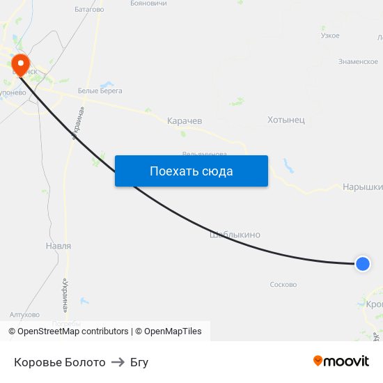 Коровье Болото to Бгу map