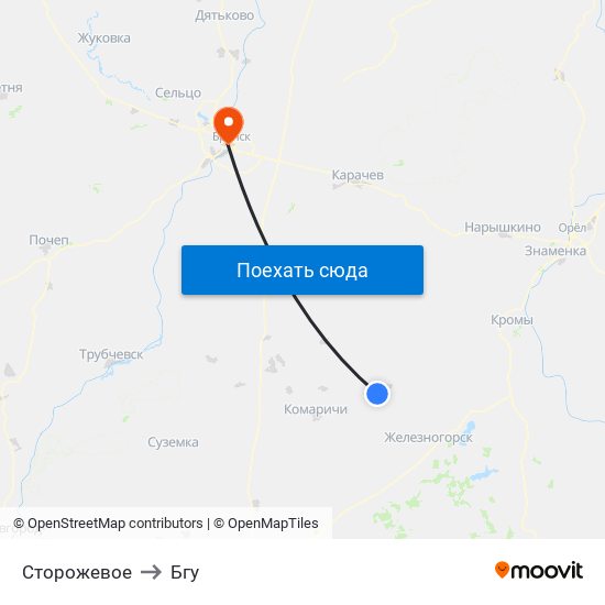 Сторожевое to Бгу map