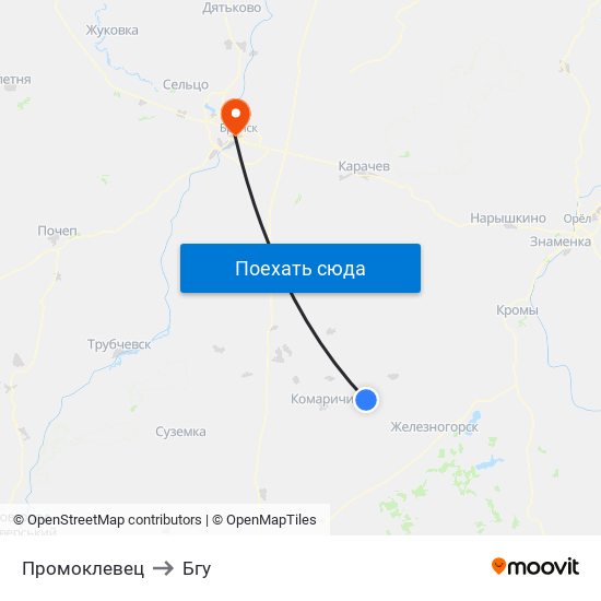 Промоклевец to Бгу map