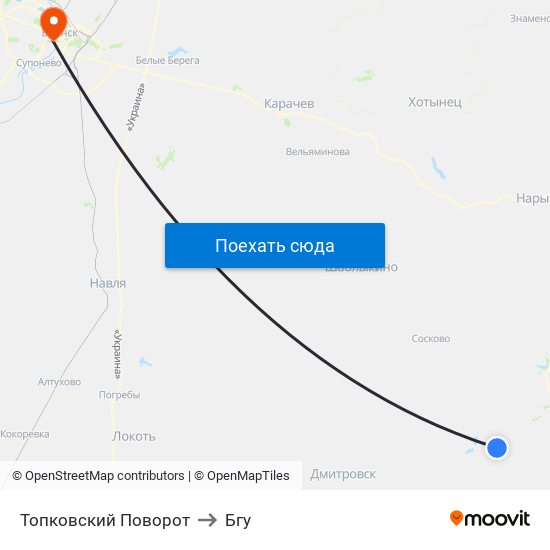 Топковский Поворот to Бгу map