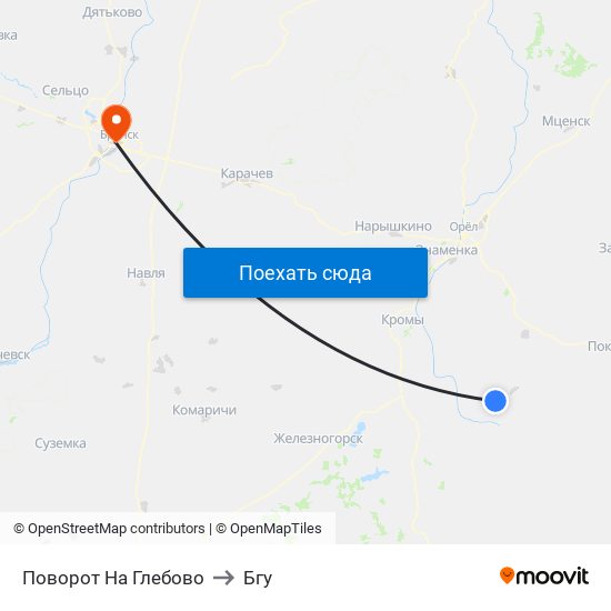 Поворот На Глебово to Бгу map