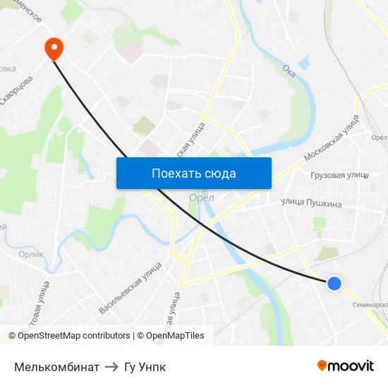 Мелькомбинат to Гу Унпк map