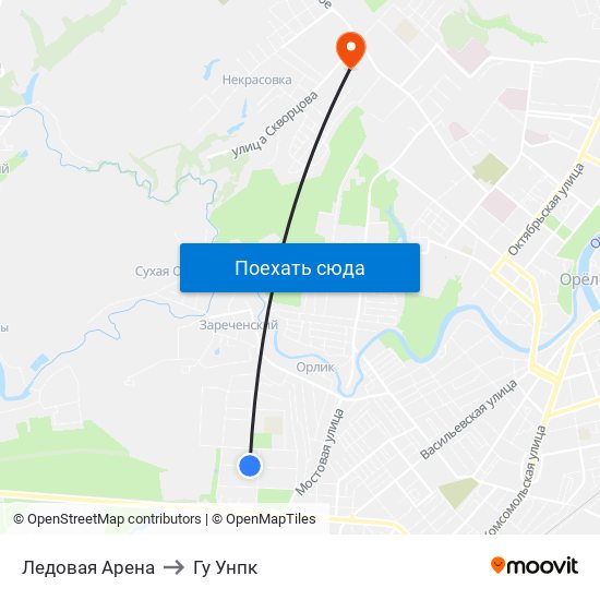 Ледовая Арена to Гу Унпк map