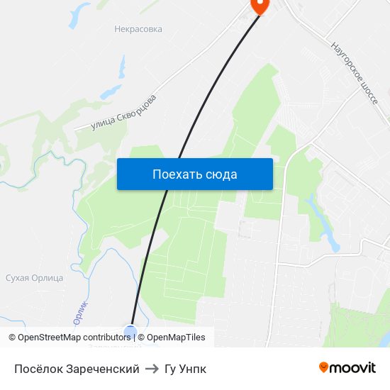 Посёлок Зареченский to Гу Унпк map