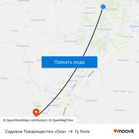 Садовое Товарищество «Ока» to Гу Унпк map