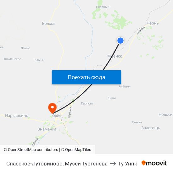 Спасское-Лутовиново, Музей Тургенева to Гу Унпк map