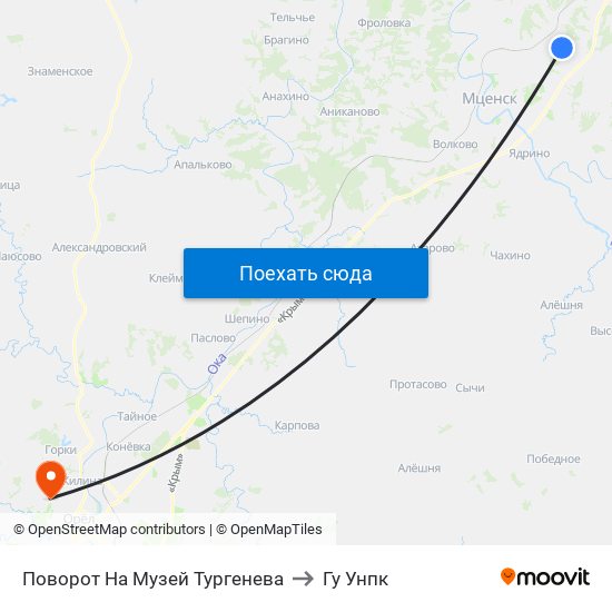 Поворот На Музей Тургенева to Гу Унпк map