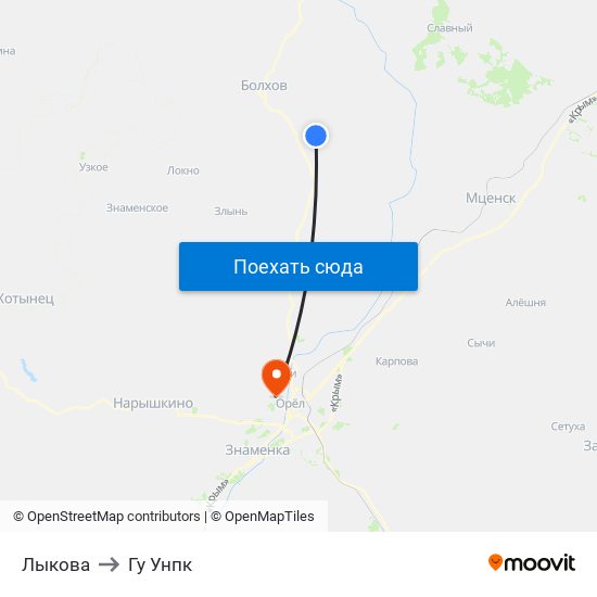 Лыкова to Гу Унпк map