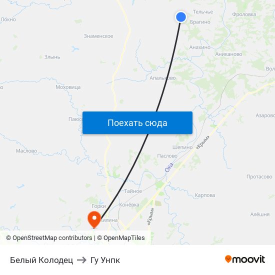 Белый Колодец to Гу Унпк map