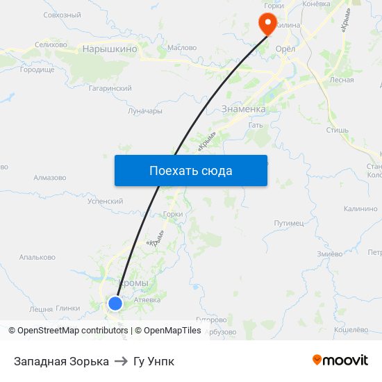 Западная Зорька to Гу Унпк map