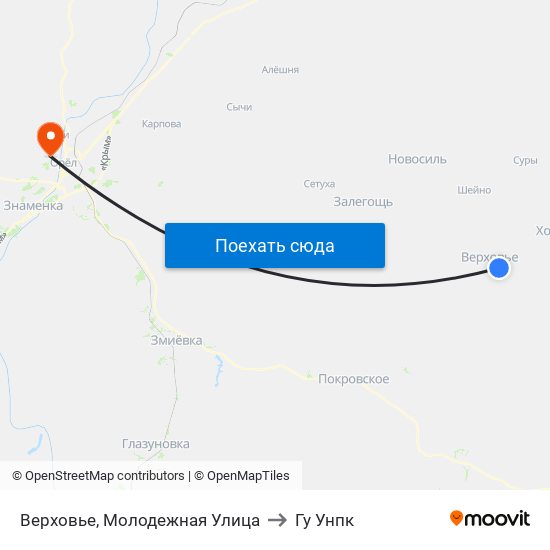 Верховье, Молодежная Улица to Гу Унпк map