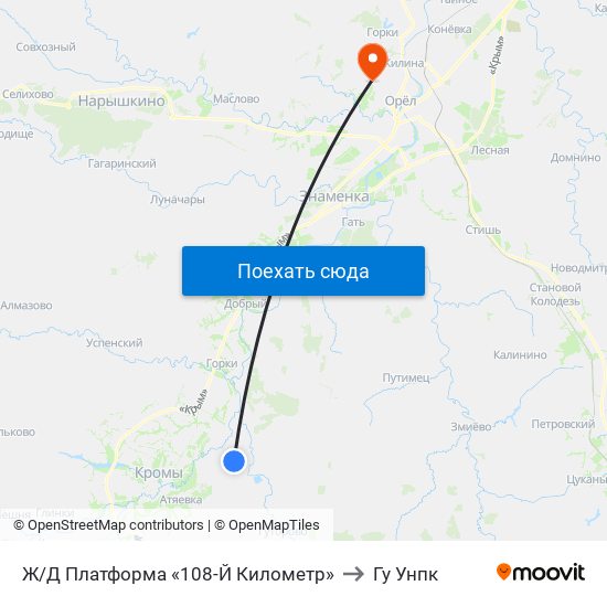 Ж/Д Платформа «108-Й Километр» to Гу Унпк map