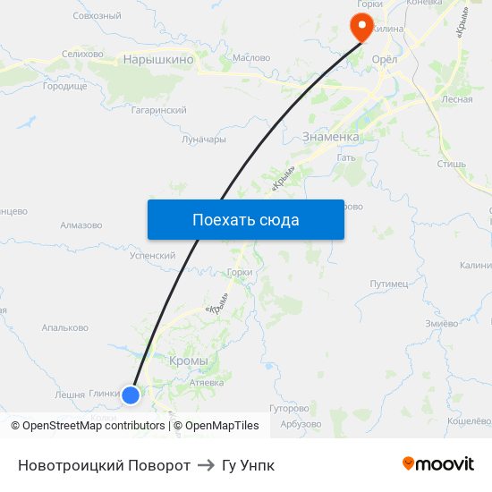 Новотроицкий Поворот to Гу Унпк map