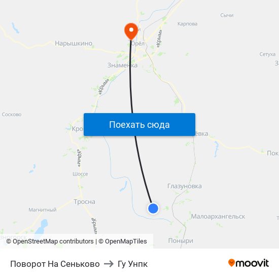 Поворот На Сеньково to Гу Унпк map